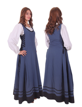 MISHA Cotton Blue - XV-XVI Century Inspired Medieval Viking Renaissance Sleeveless Over Dress